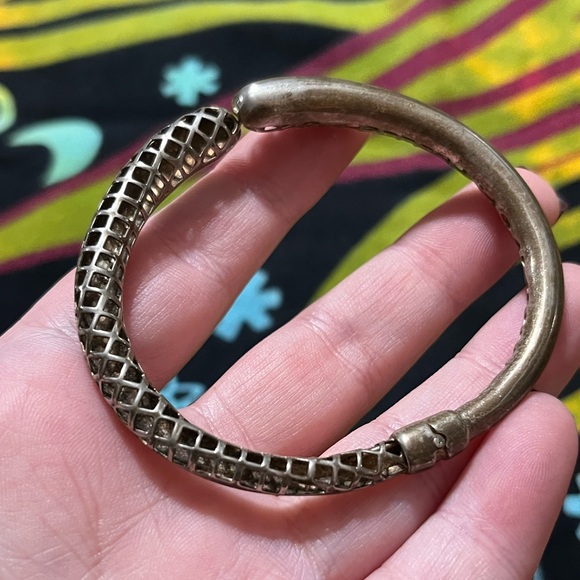 VTG Italy Sterling Silver 925 Spring-hinged Art Deco Style Bangle Bracelet - Picture 3 of 8